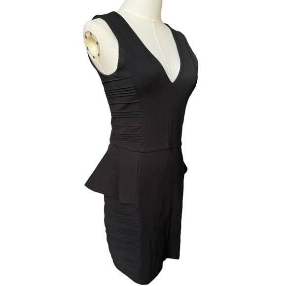 Parker Peplum Bodycon Black ribbed sides Sleeveless Dress size XS - Picture 3 of 15
